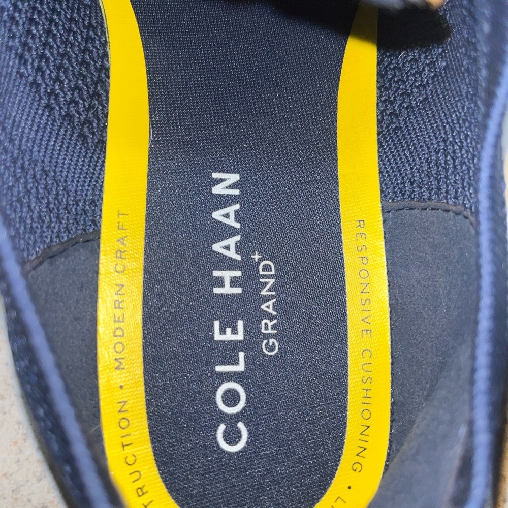 Cole Haan Men's Blue Knit Sneakers with Tan Accents - Picture 5 of 5